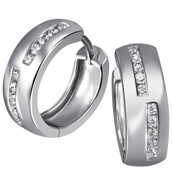 Trautz Silver Creoles with Zirconia